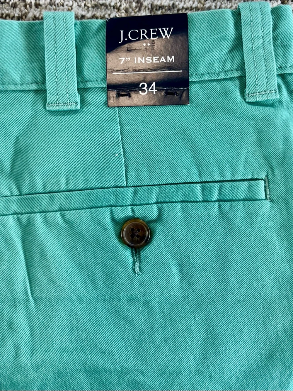 NWT J. Crew Men’s‎ Size 34 Teal Green 7” Inseam Chino Shorts